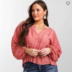 Buckle Babydoll Henley Women’s Top